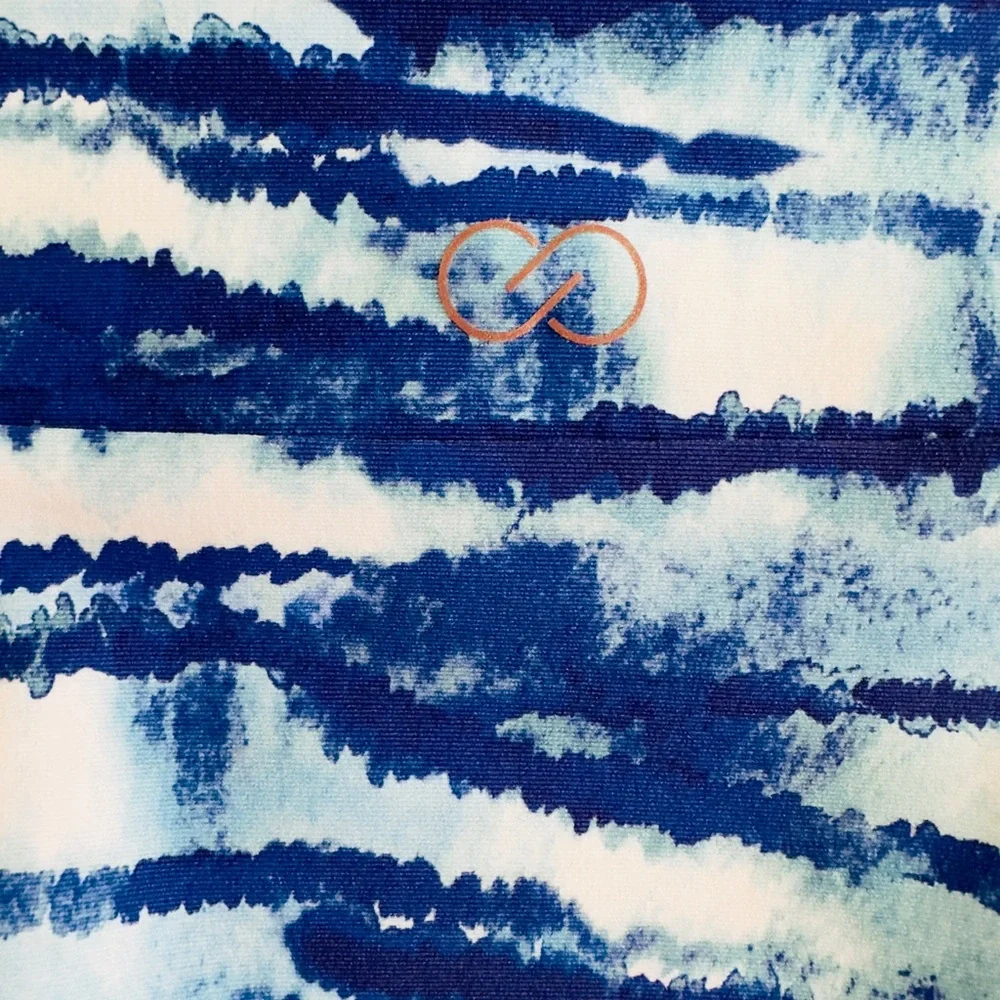 CALIA Women's Wide Band Mid Rise Bikini - Blue Watercolor Striped.    XL.    NWT